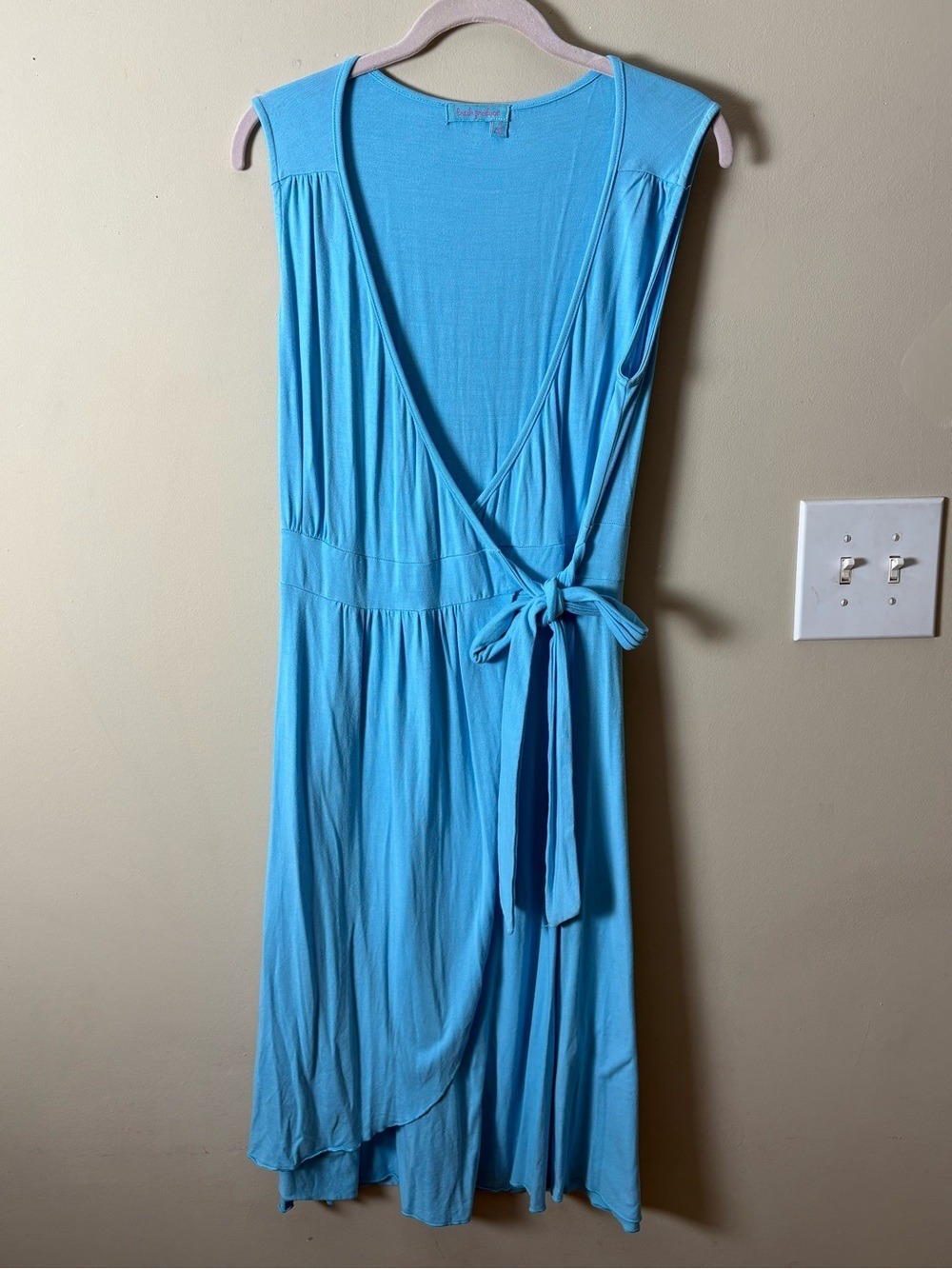 fresh produce Turquoise Wrap Midi Dress with Tie Waist M